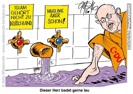 Dieser Herr badet gerne lau