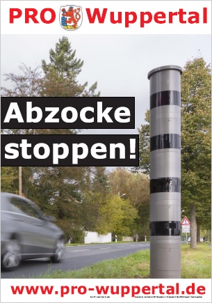 Plakat von PRO Wuppertal: Azocke stoppen!