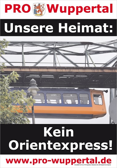 PRO-Wuppertal-Wahlplakat 2020 mit der Schwebebahn.