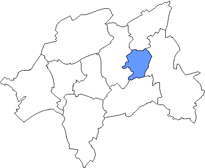 Der Bezirk Heckinghausen im Stadtgebiet Wuppertals.