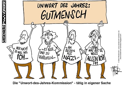 Karikatur von Götz Wiedenroth zum Unwort des Jahres 2015